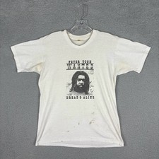 Vtg 80s Peter Tosh T-shirt Adult S/M White Wanted Dread or Alive Reggae Rap Tee