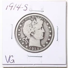 1914-S 50C Barber Liberty Head Half Dollar in VG Condition #7039