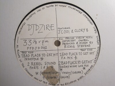 DJ D-ZIRE FT. JC 001 & GLORY B BAD PLACE TO GET HIT 12'' 1989 FURIOUS FISH UK RAP