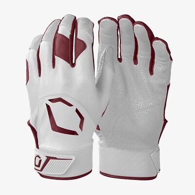 EvoShield White/Maroon Standout Batting Gloves Adult (Pair)