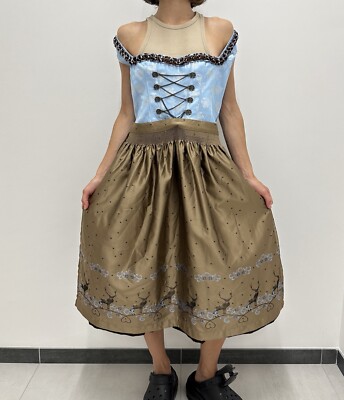 Landhaus Bavarian Austrian Corset Dress Blue Brown Deer Festival EUR 40 IT44 | eBay Landhaus Bavarian Austrian Corset Dress Blue Brown Deer Festival EUR 40 IT44 | eBay