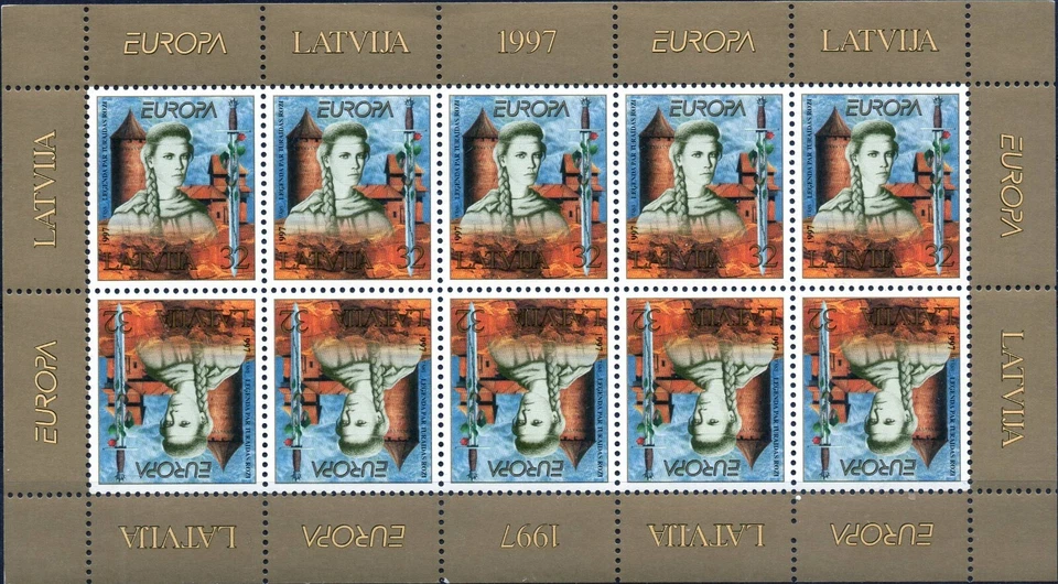 HB Letonia hojita bloque año 1997 nueva Europa CEPT - Imagen 1 de 1