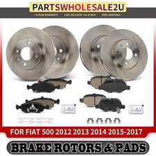 Front & Rear Side Disc Brake Rotors & Ceramic Brake Pads for Fiat 500 L4 1.4L