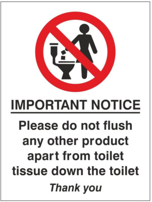 Only Flush Toilet Paper Warning Sign Self Adhesive Sticker | eBay