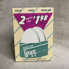 VTG 2 Pair LEGGS L'eggs Regular Pantyhose Size QUEEN Nude Sheer Toe