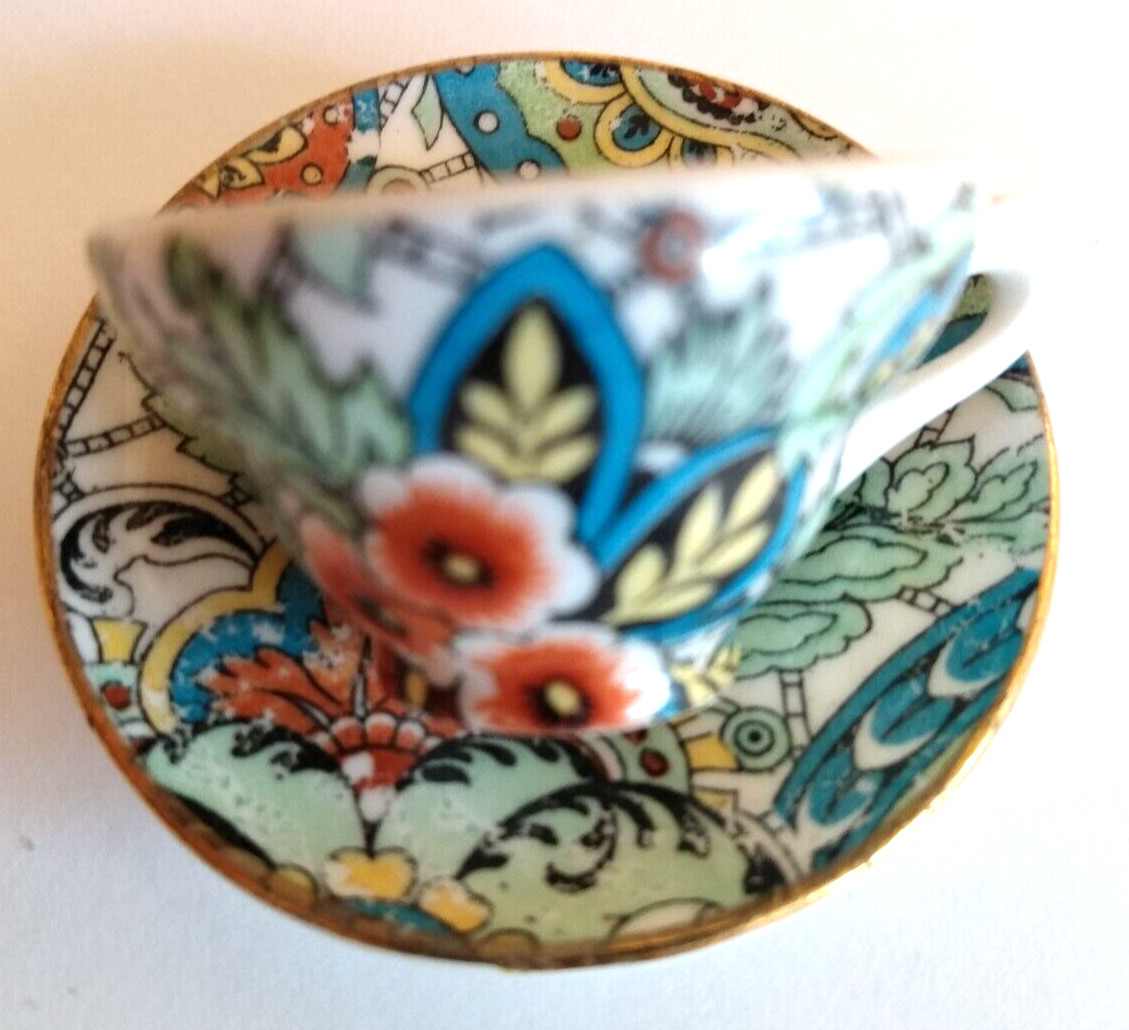 Miniature Rosina England Bone China Vintage Teacup and Saucer Chintz