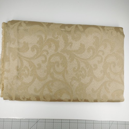 Gold Satin Brocade Jacquard Fabric Lot of 2 Yards Home Decor Fabric 54" Wide - Picture 4 of 7