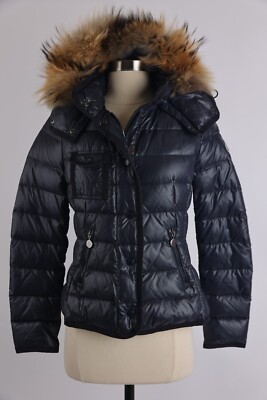 $2,650 Moncler Armoise Down Jacket w/ Real Fur Hood SZ 0/XS Navy