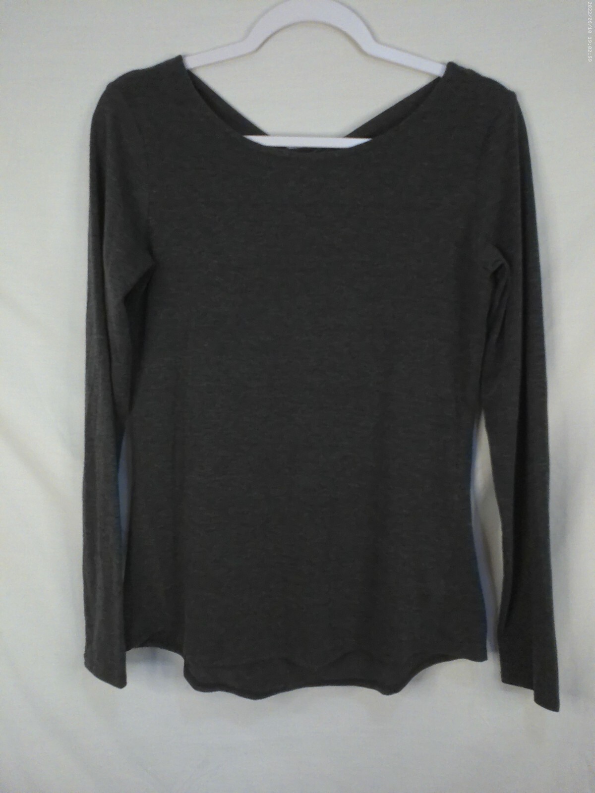 Athleta XS Long Sleeve Dark Gray Open Back Athletic Top S/777974/07 eBay