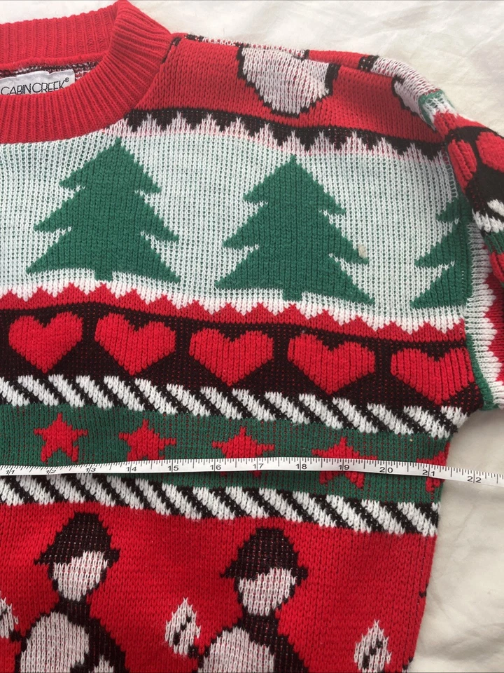 Suéter Tejido Navidad Cabin Creek Muñeco de Nieve Corazones Abuela Núcleo Pequeño Mediano De Colección Foto 4 de 4