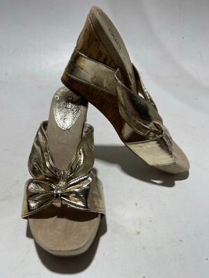 Women's CATO Cork Wedge Heel Sandals Size Gold