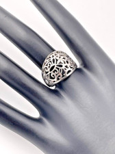 NF THAILAND 925 STERLING SILVER FILIGREE FLORAL 17.3MM DOME RING SIZE 8.5 3452