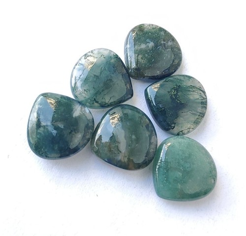 Natural Moss agate Heart Shape Cabochon Wholesale Flat Back Gemstones - Picture 3 of 5