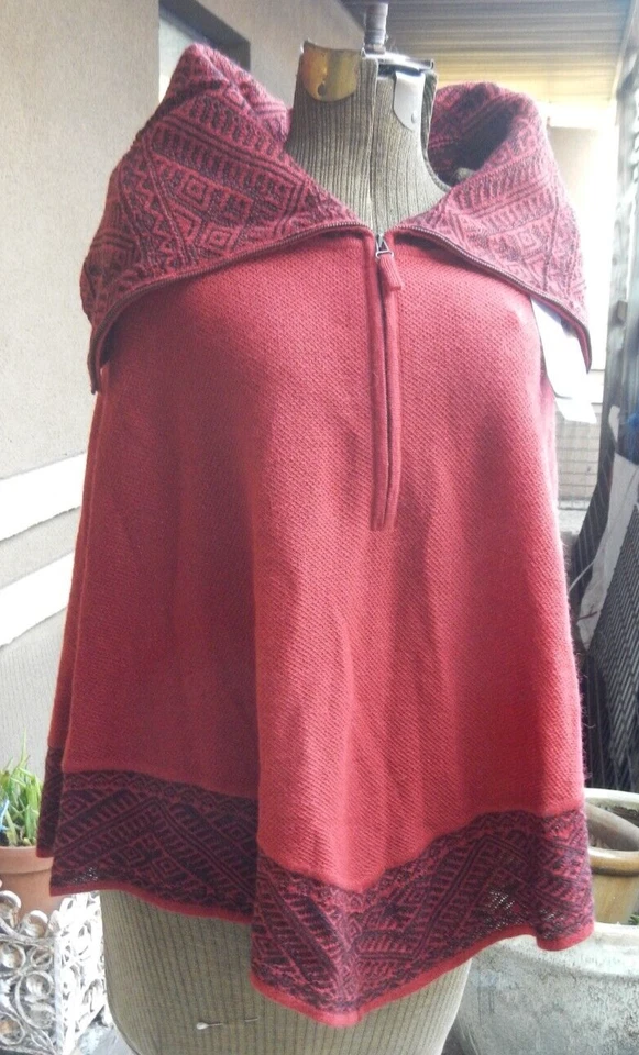 SOL 100% Baby Alpaca Zippered Cowl Neck Poncho Cape Women’s Size S $499 NWT - Image 3 of 4