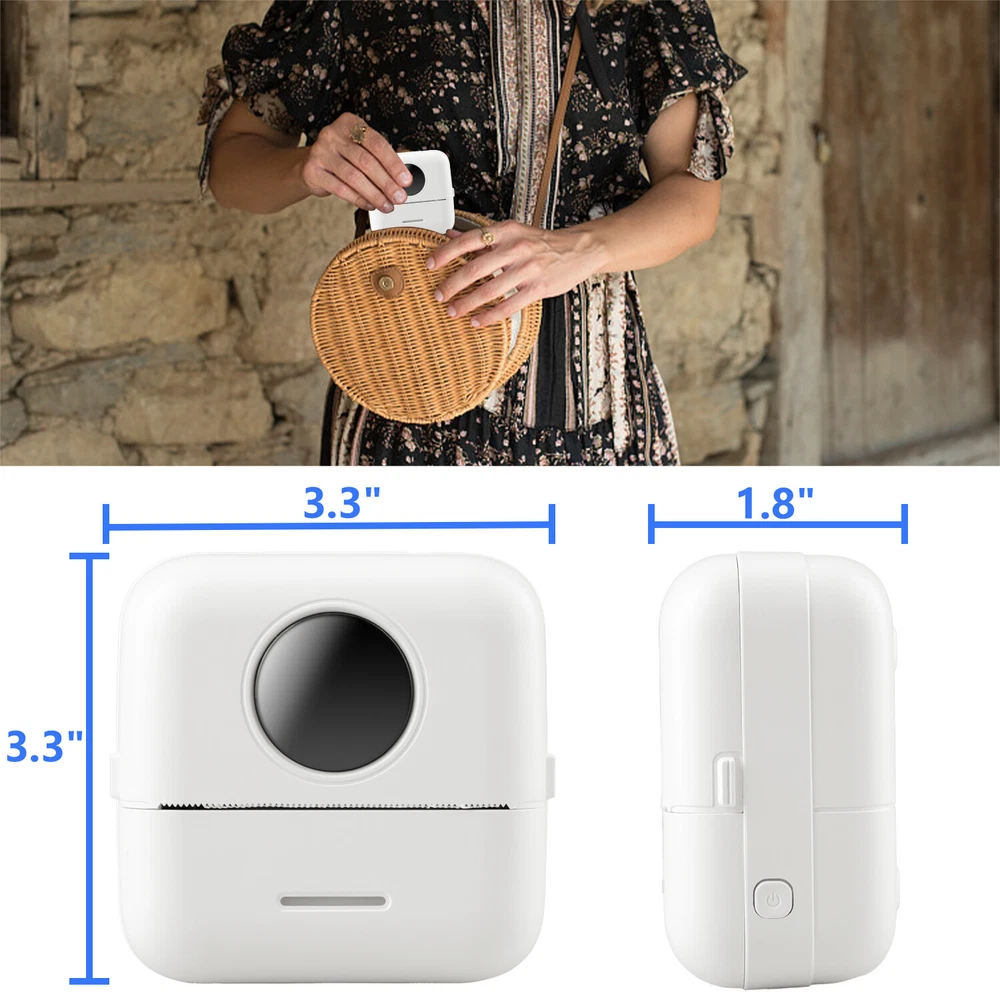 Mini Bluetooth Portable Inkless Thermal Photo Printer with Roll Paper  