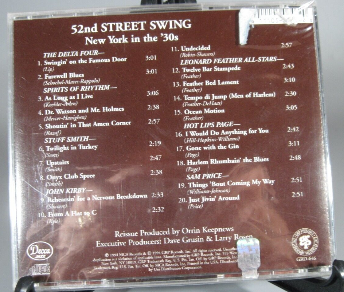 52nd Street Swing by Various Artists (CD, Sep-1994, Decca) for