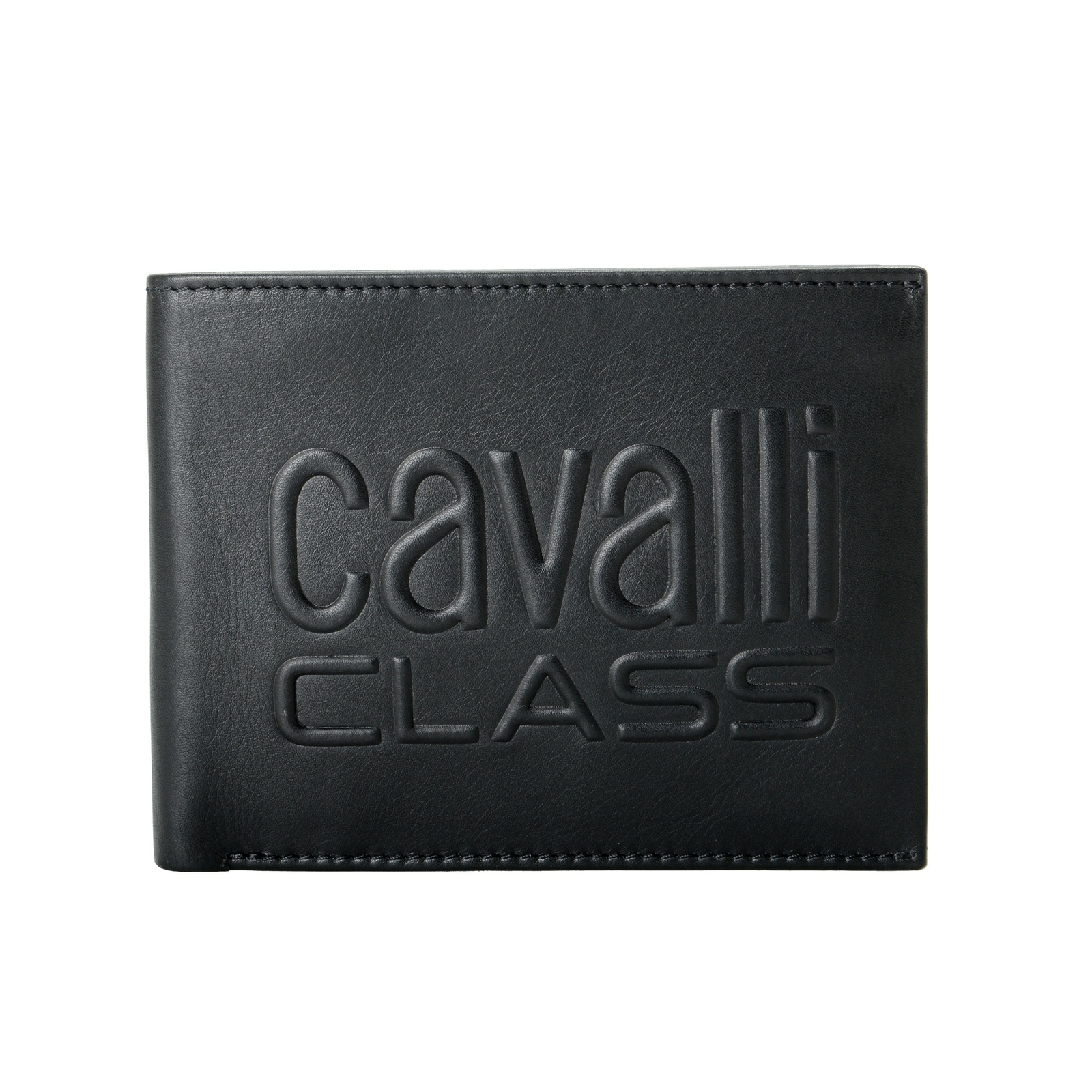 Мужской двойной кошелек Cavalli Class из натуральной кожи с черным логотипом в центре города 8090₽