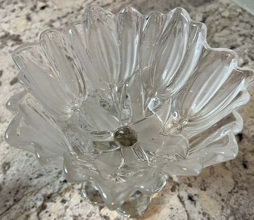 VTG Mikasa Crystal Satin Tulip Footed 7" Bowl Compote Flower Glass Raised Dish - Picture 10 of 12
