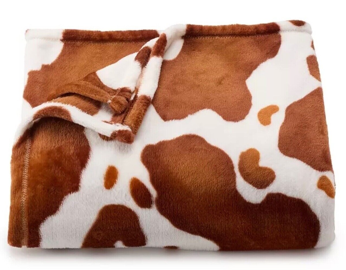Animal Brown Cow Print Soft Plush Throw Blanket 5' x 6 ft - The