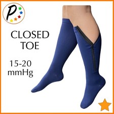 Presadee Closed Toe 15-20 mmHg Moderate Compression Leg YKK Zipper Navy Socks