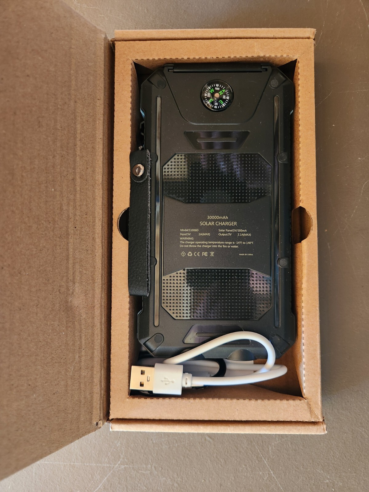 Solar Power Bank with Flashlight & Dual USB Ports for Charging  -image