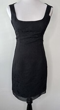 Vintage Dolce Gabbana Black Dress Size S Lace Silk Slip 40 Square Coquette Y2K