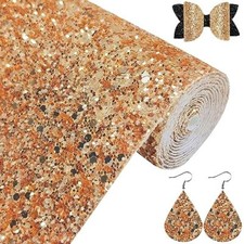 Sparkly Champagne Gold Chunky Glitter Faux Leather Roll 12 x 52 inch 16013 27