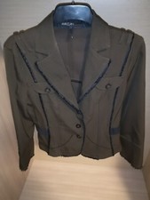 Evan Picone Womens Dark Brown Fur Lining Wool Blend Blazer Coat Size Uk 14