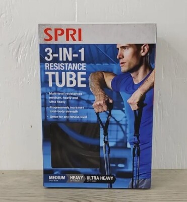 SPRI 3-IN-1 Resistance Tubes Medium Heavy Ultra Heavy Workout Sport Bands