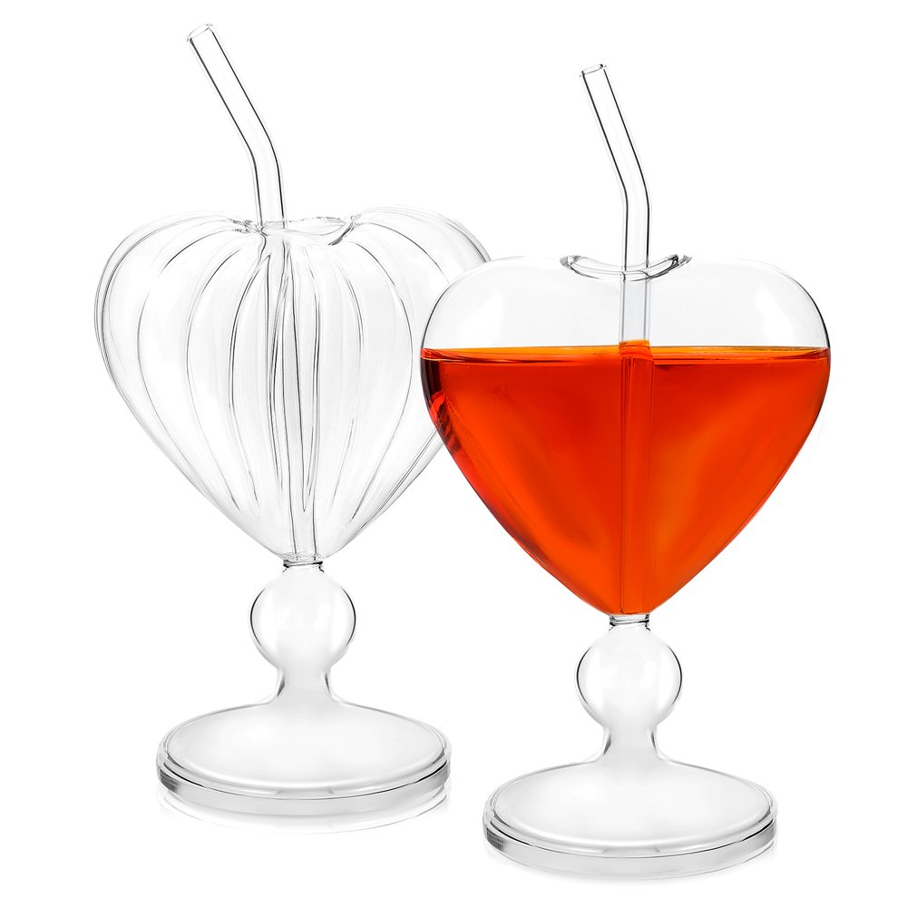 2 Pcs Cocktail Glasses Unique Wine Glasses HeartShaped Romantic Juice