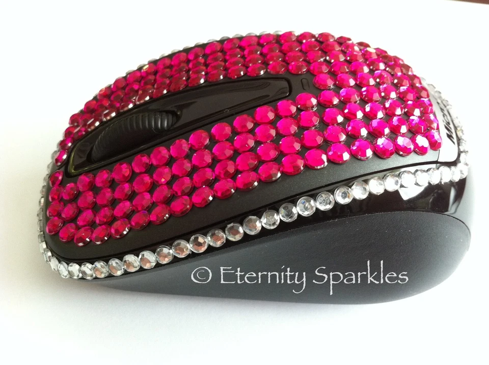 Customised MICROSOFT Diamanté Crystal Design USB WIRELESS MOUSE Mini Transceiver - Image 3 of 4