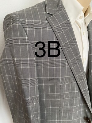 3B HUGO BOSS SELECTION Anzug Kariert Gr. 52, grau, 100 % Schurwolle NEU