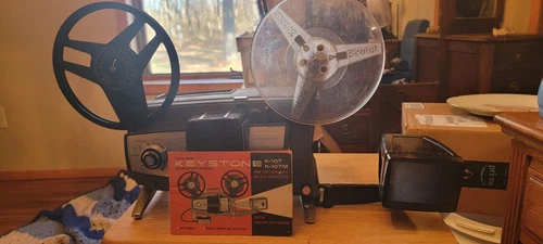 Vintage Keystone K107 8mm Projector+ K811 8mm Camera Bundle both work