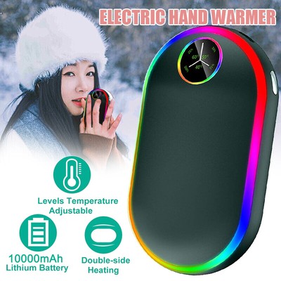 10000mAh Handwärmer mit 7 Farben Licht Elektrisch Handwärmer Powerbank +Taschen