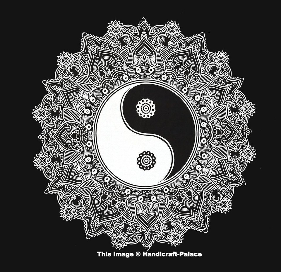 Wall Hanging Tapestry Mandala Indian Queen Size Wall Art Black And 