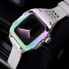 For Apple Watch Series 8 7 6 5 SE 44/45mm Transparent Case  Rubber Band Mod Kit