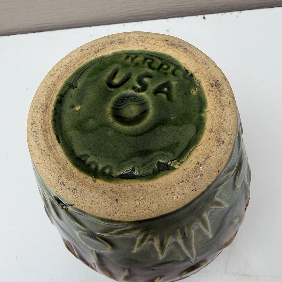 Vintage Robinson Ransbottom Pottery Sun and Moon Jardiniere Pot Planter 4” - Image 4 of 4