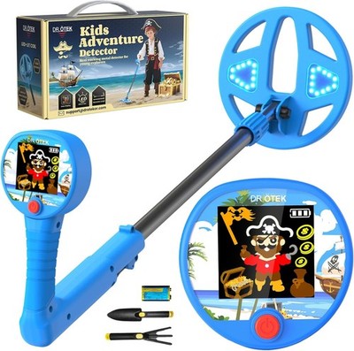 DR.ÖTEK Kinder Metalldetektor - Innovatives Farb-LCD-Display, 17 cm LED-beleuchtete Spule