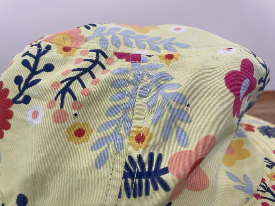 Patagonia Bebé Niño Sol Cubo Sombrero Floral Amarillo Ala Ancha OSFA Sin Correa Foto 4 de 4