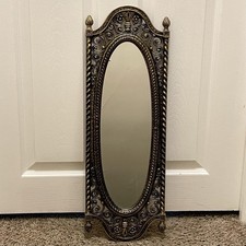 Vintage 1970s Homeco Ornate Oval Wall Mirror Gold Black Hollywood Regency 24