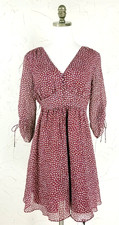 Madewell Women's Size 4 Star violet Red Floral Mini Dress Drawstring Sleeves