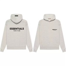 Fear of God Essentials Light Oatmeal White/Black/Gray Hoodie