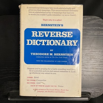 SIGNED Bernstein's Reverse Dictionary by Theodore M. Bernstein (1975, Hardcover)