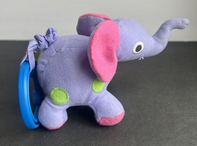 Rare Vintage TINY LOVE Plush Hanging Toy Purple Elephant Shakes Jiggles VHTF