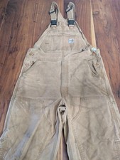 Carhartt FR Double Front Bib Overalls Mens 34x32 Brown Flame Resistant Workwear