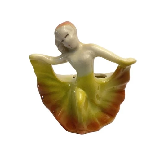 Shawnee 1940s Art Pottery Vintage Ceramic Dancing Lady Planter Figurine