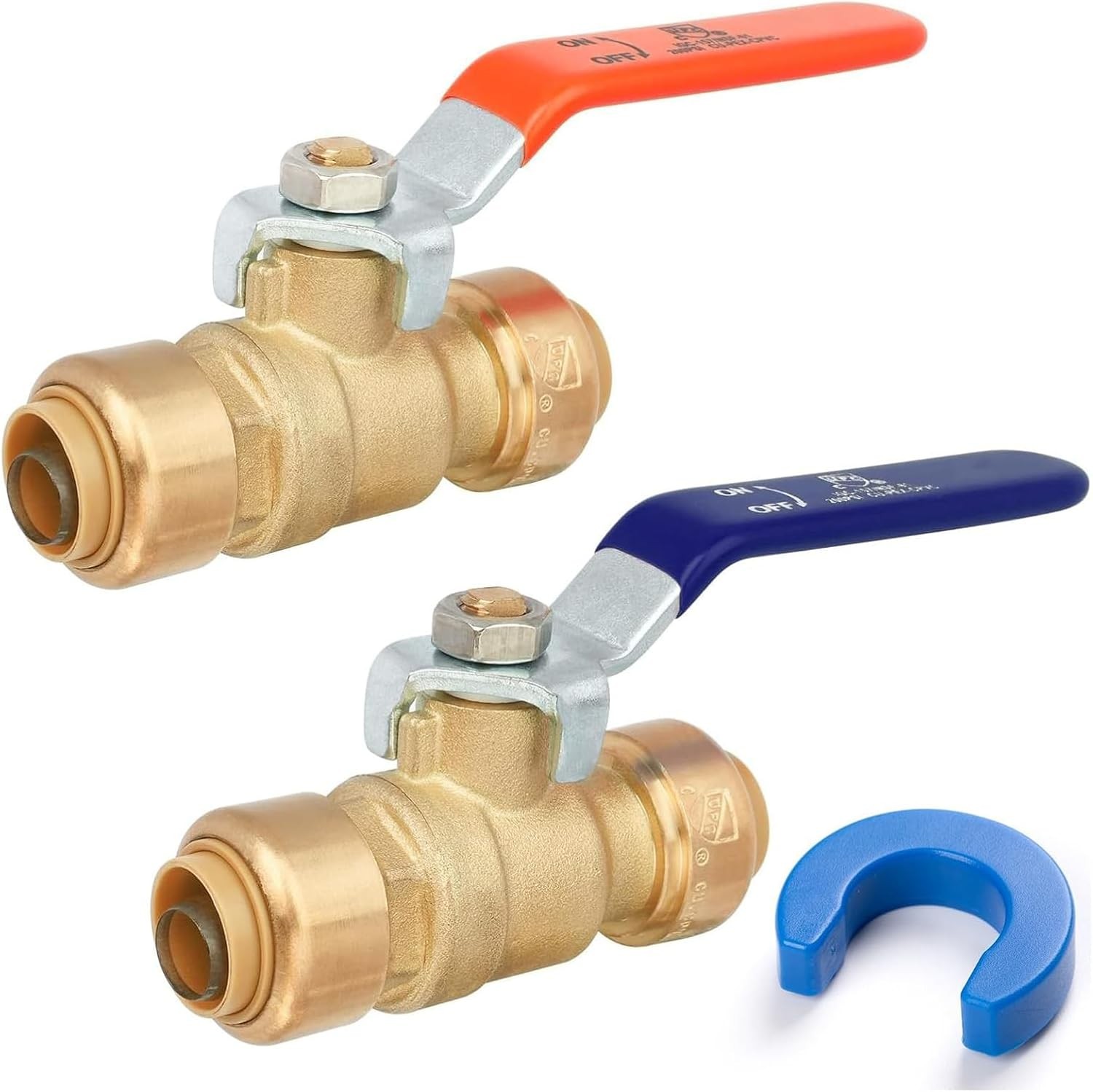 3/4" Push to Connect Ball Valve Brass Fitting for PEX Copper CPVC 2 Pack US