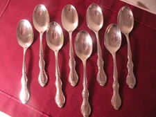 8 Teaspoons Cottillion International Silver 1847 Rogers Bros Stainless 6"
