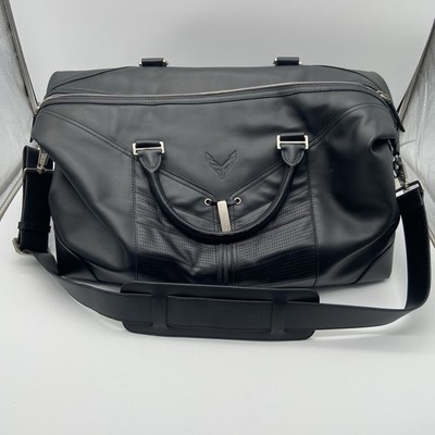 Genuine Chevrolet C8 Corvette Premium Leather Travel Bag in Jet Black