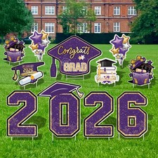 Vivantia Large 11 PCS Graduation Yard Signs, Class of 2026 Congrats Grad Outdoor